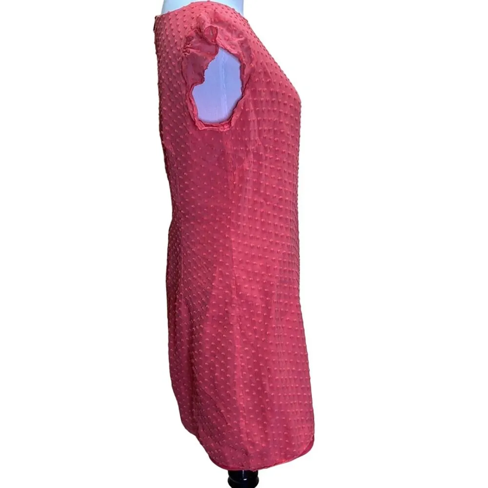STS Sail to Sable Pink Coral Silk Ruffle Sleeve Swiss Dot Dress Size 2 - Image 8
