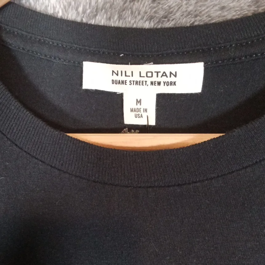 Nili Lotan Supima Cotton Graphic Print Short Sleeve Tee Black Womens M Size M - Image 2