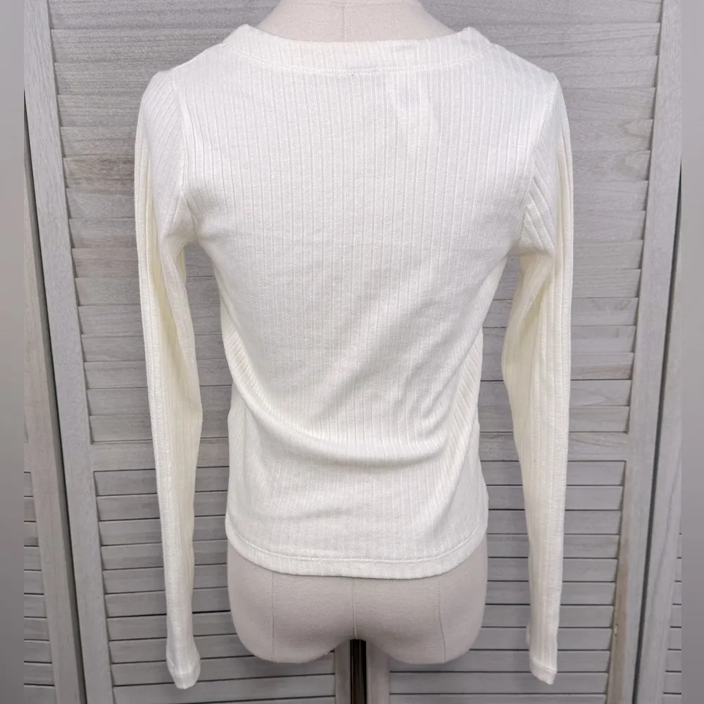 OLD NAVY Single Button Open Front Cardigan Ribbed Ivory-Small - Image 2