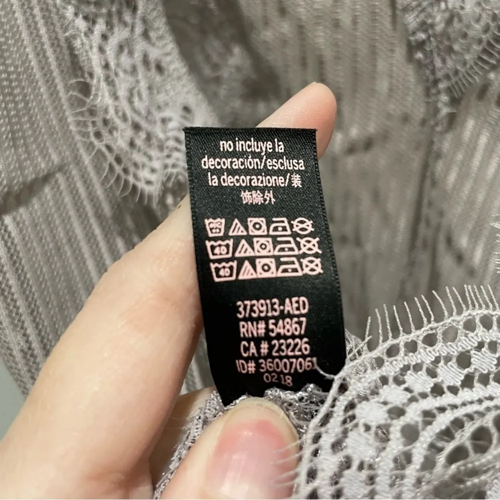 Victoria's Secret Grey Lace Tie Back Romper Lingerie - Image 6