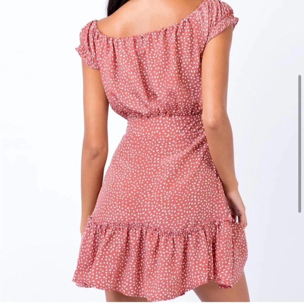 Princess Polly The Coopers Mauve Pink Polka Dot Mini Dress Size 2 - Image 3