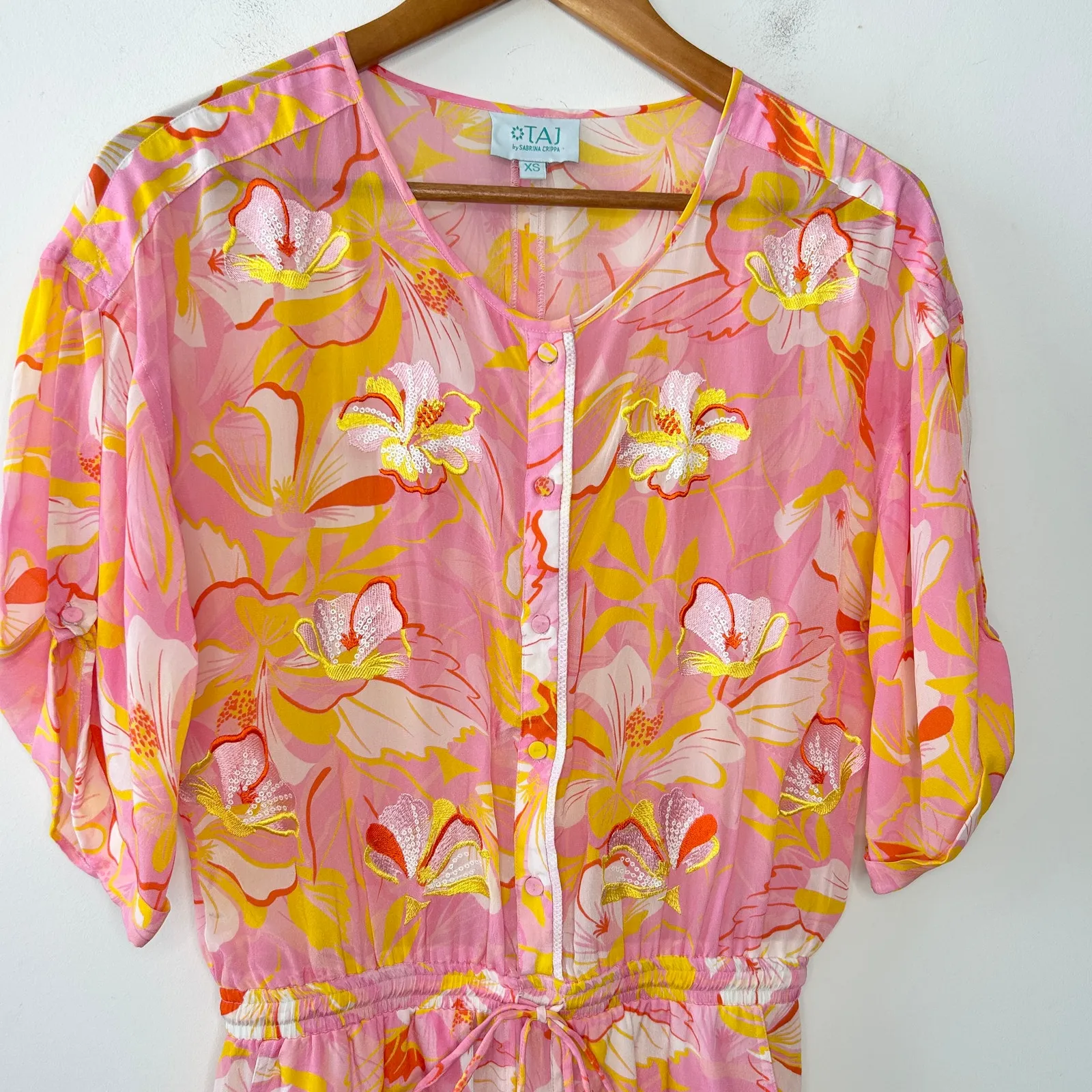 TAJ SABRINA CRIPPA Jumpsuit Womens Size XS Resortwear Luxury Vacation Beach Trip Pink - Image 4