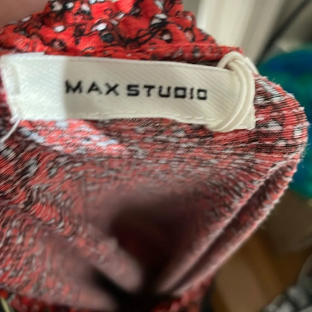 Max Studio Red Floral Print Tiered Sleeveless Flowy Tiered Shift Sundress Size 8 - Image 16