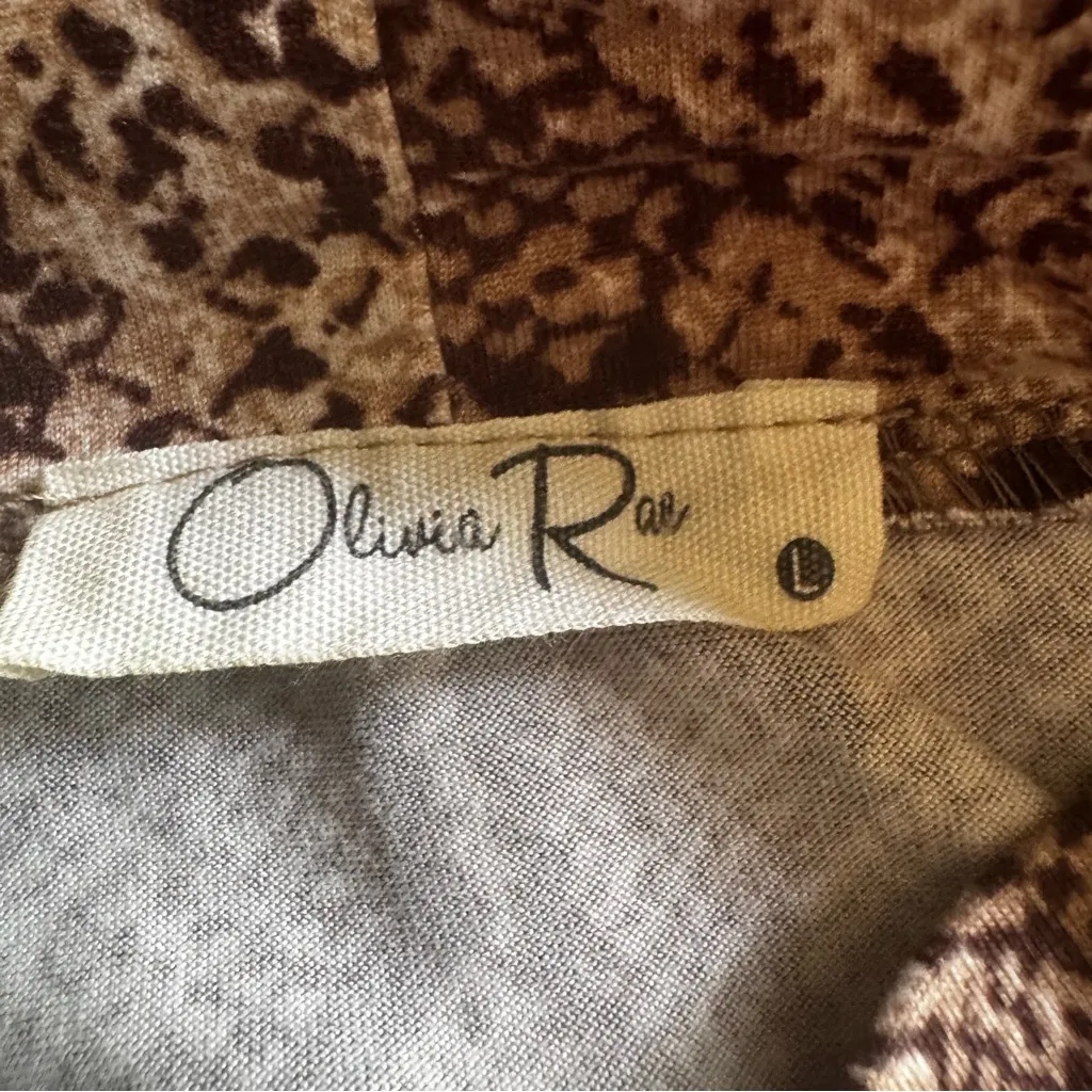Olivia Rae Brown Snake Print Long Sleeve Top L - Image 5