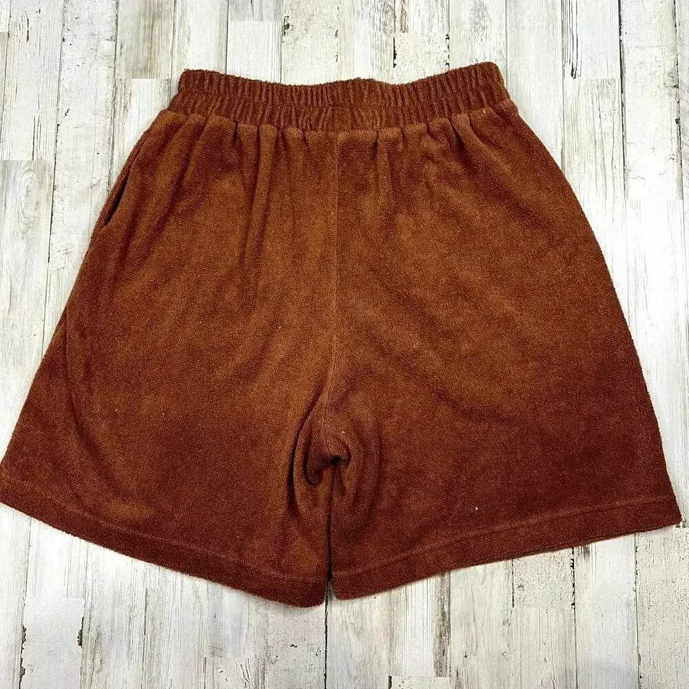 FP Beach Free People Women XS Terry Shorts Brown Casual Soft Fabric Side Pockets - Image 3