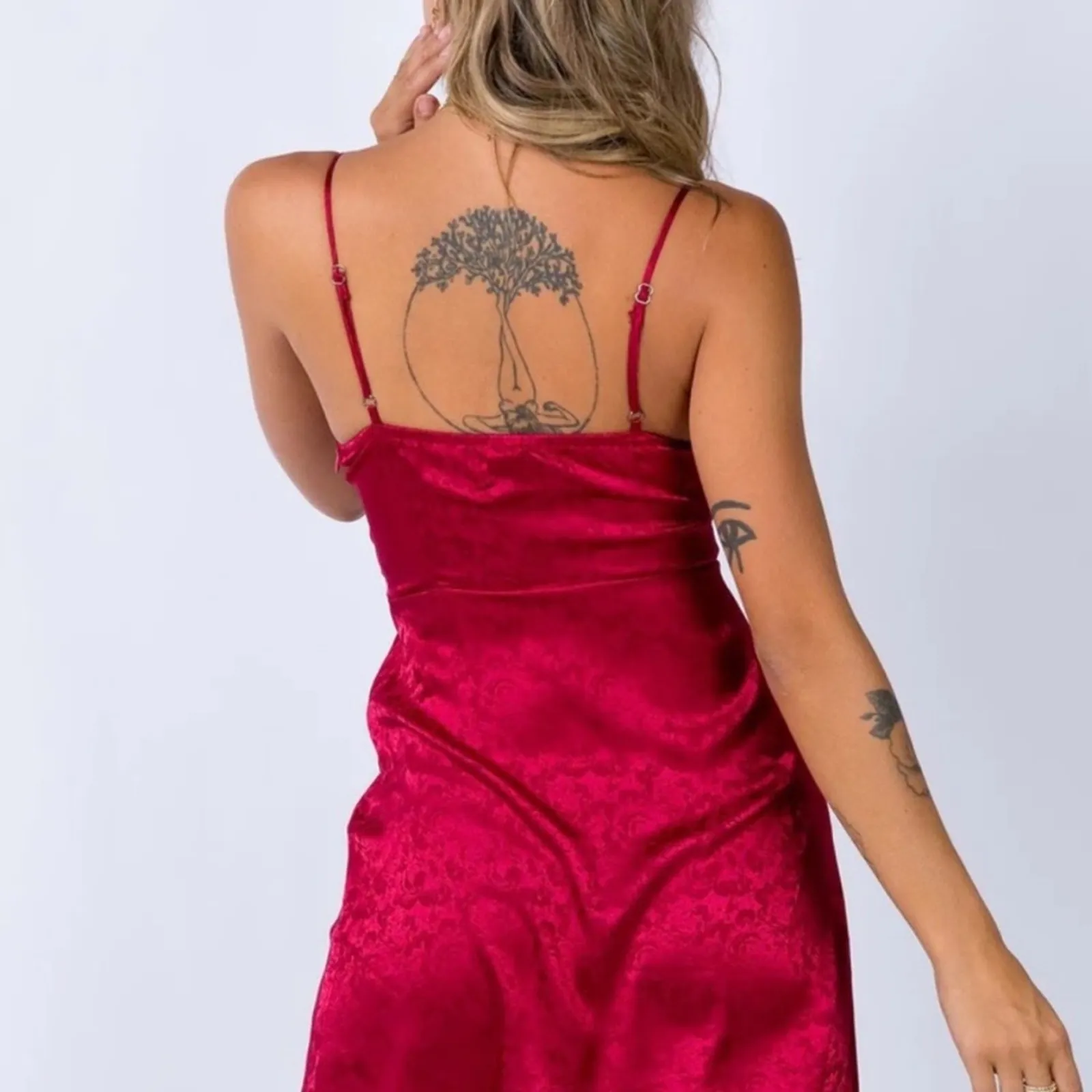 Princess Polly Diva Floral Print Sleeveless Lingerie Mini Dress in Deep Red NEW‎ - Image 2