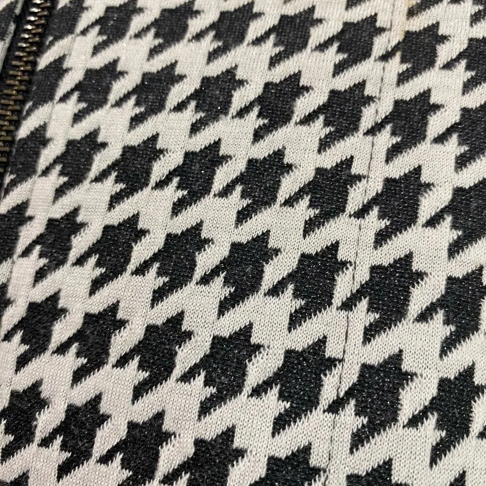 Chicos Travelers Houndstooth Jacket Bomber Zip Front Size 2= US Large - Image 5