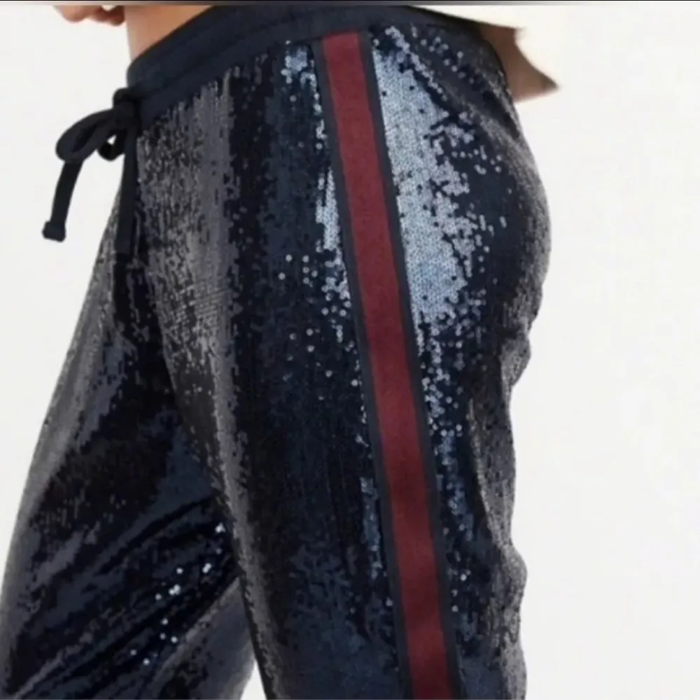Abercrombie & Fitch navy sequin joggers side stripe - Image 3