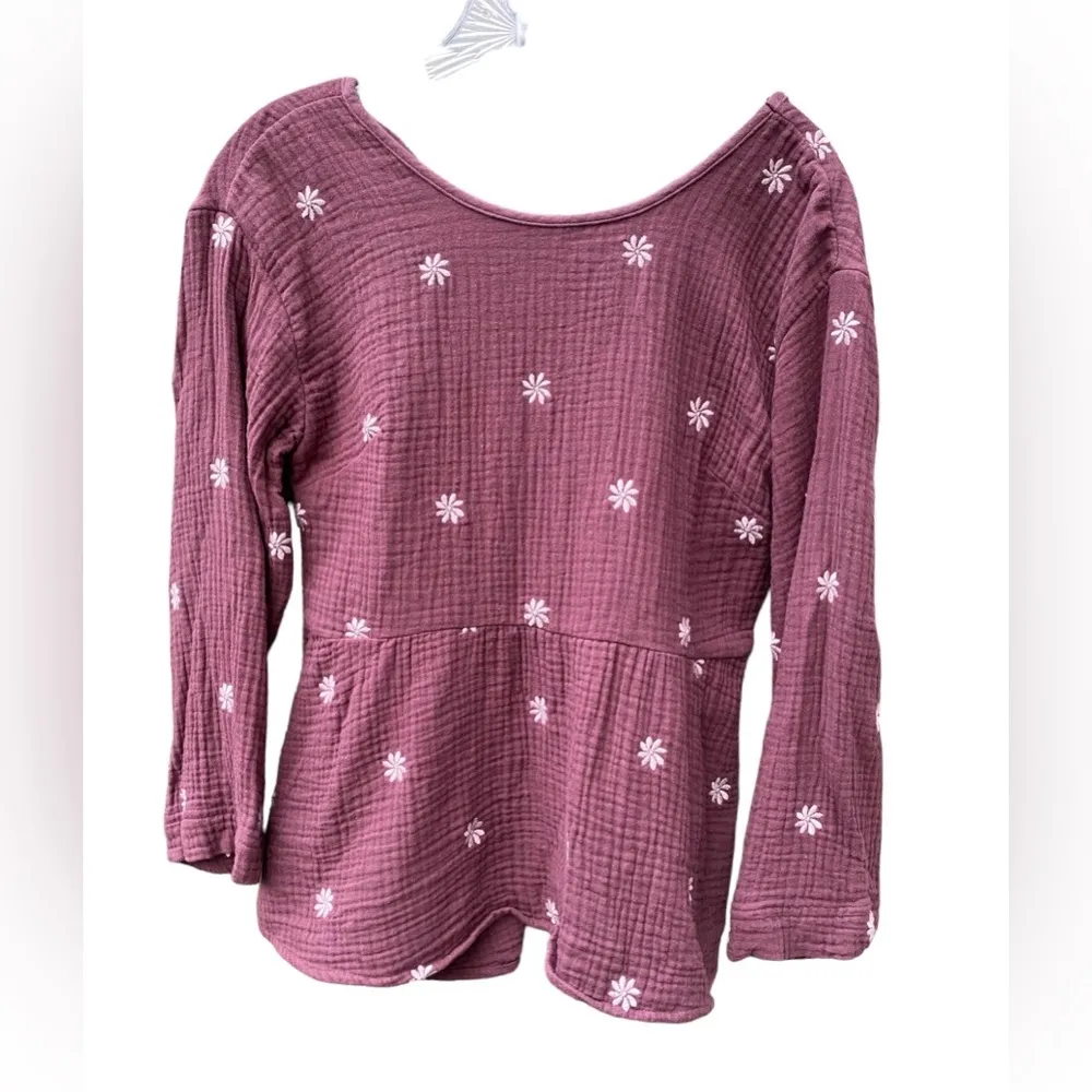 Madewell Embroidered Lightspun Peplum Open-Back‎ Top Size XS - Image 3