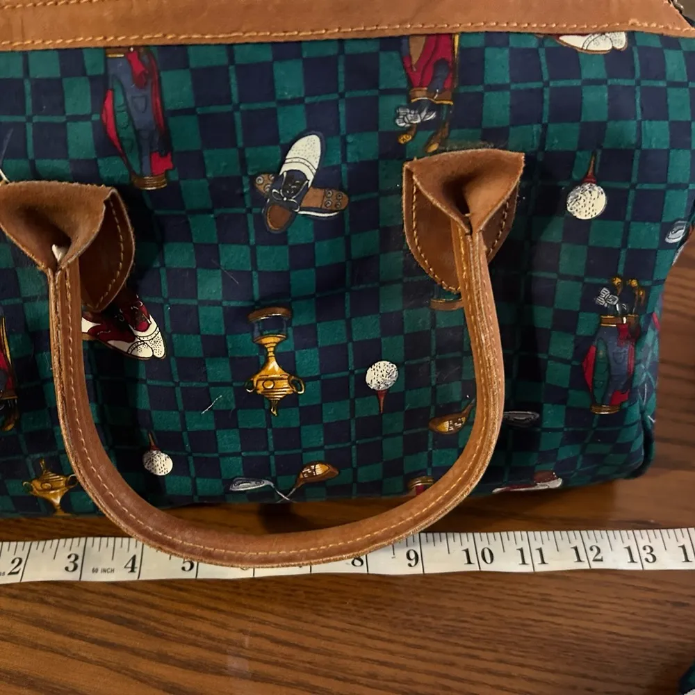 Naturalizer Green and Brown Tote Bag Set with Leather Handles Golf Theme 3 pcs - Image 4