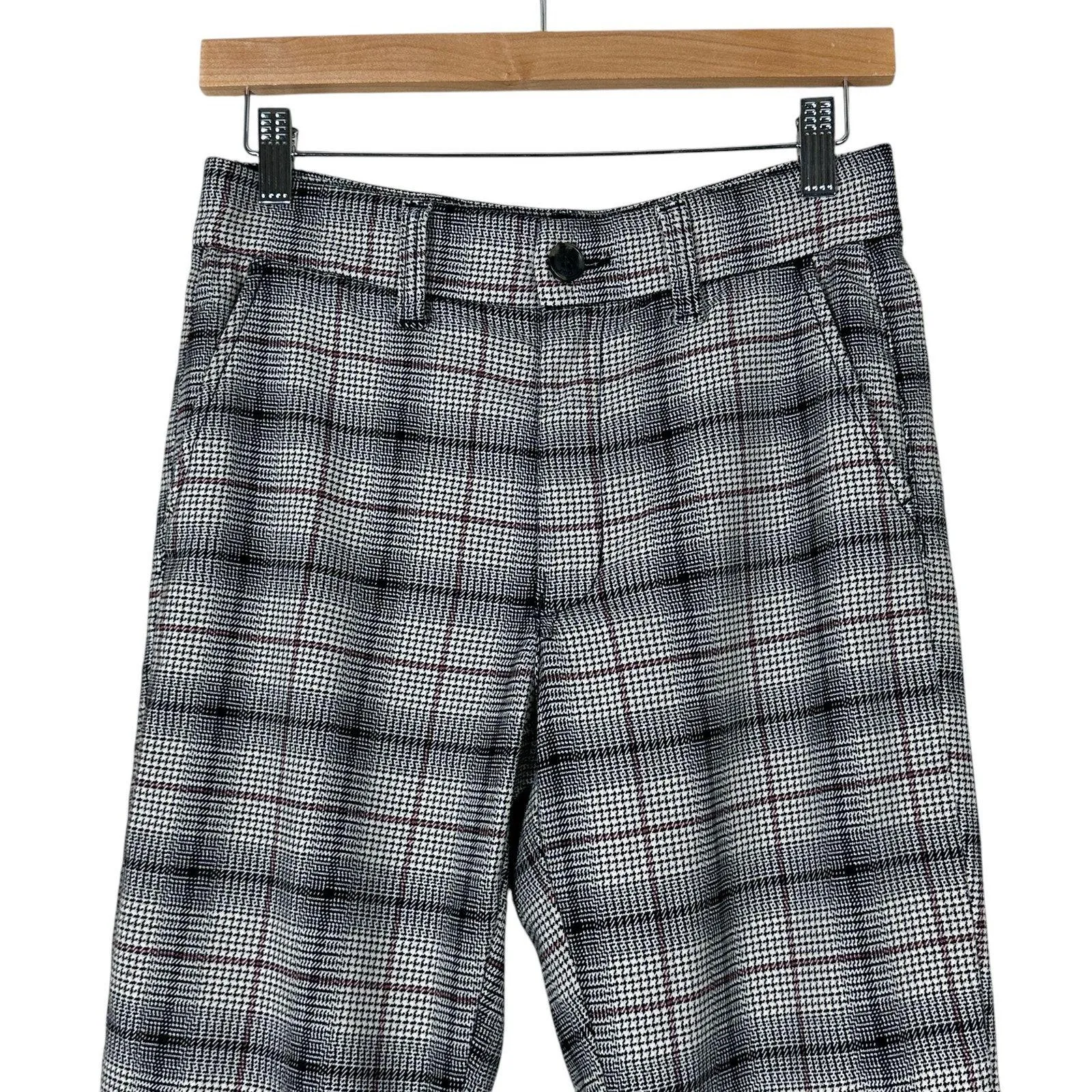 American Eagle Crop Pants Womens 2 Black Plaid Checkered Preppy Dark Academia - Image 4