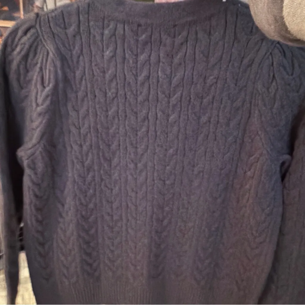 Adrianna Papell Charcoal Cable Knit Cardigan with Pearl Accents - Image 7