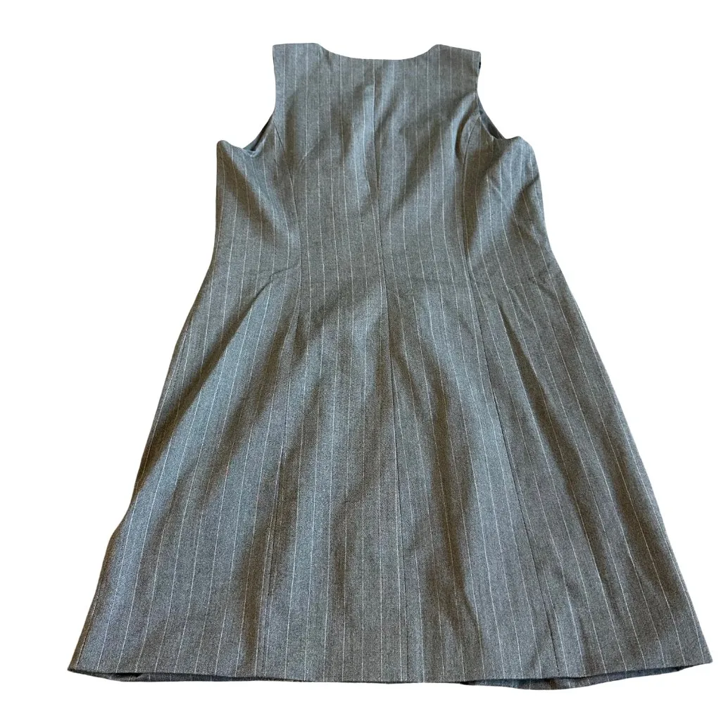 A New Day Sleeveless Mini Dress Vest Grey White Pinstripe Size Medium Women's - Image 7