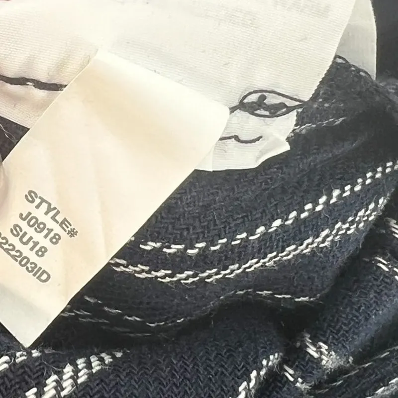 J. Crew Point Sur Paperbag Pants Wide Leg Belt Stripe Navy Blue Size 12 - Image 15