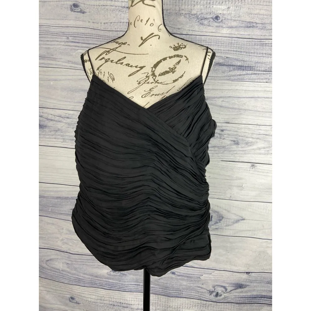 Olsen Europe Strap Evening Top Women 14 Tafetta Crinkle Side Zip Lined Black - Image 3