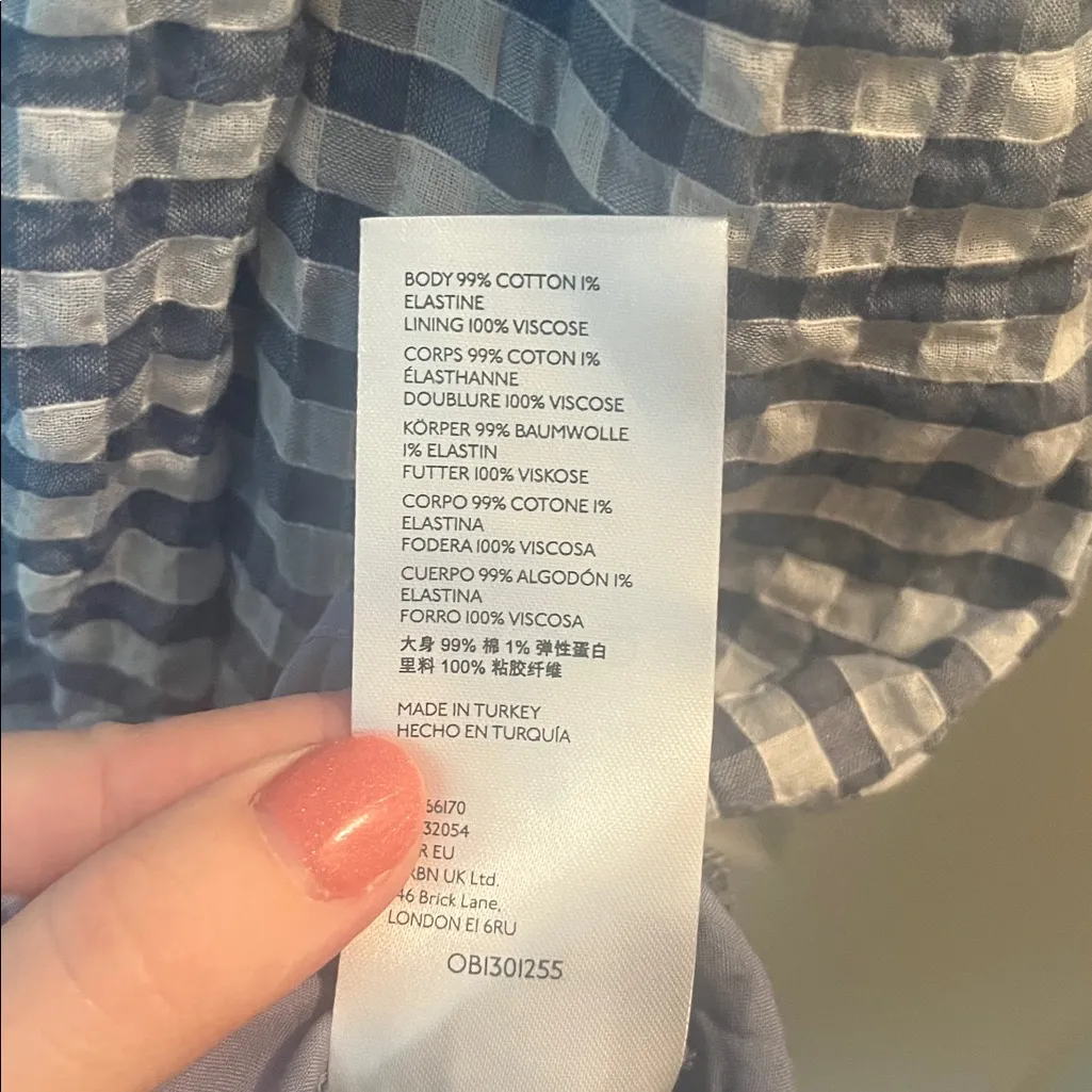 Maeve Anthropologie Blue Gingham Finley Frill Hem Midi Dress Sz XS - Image 4