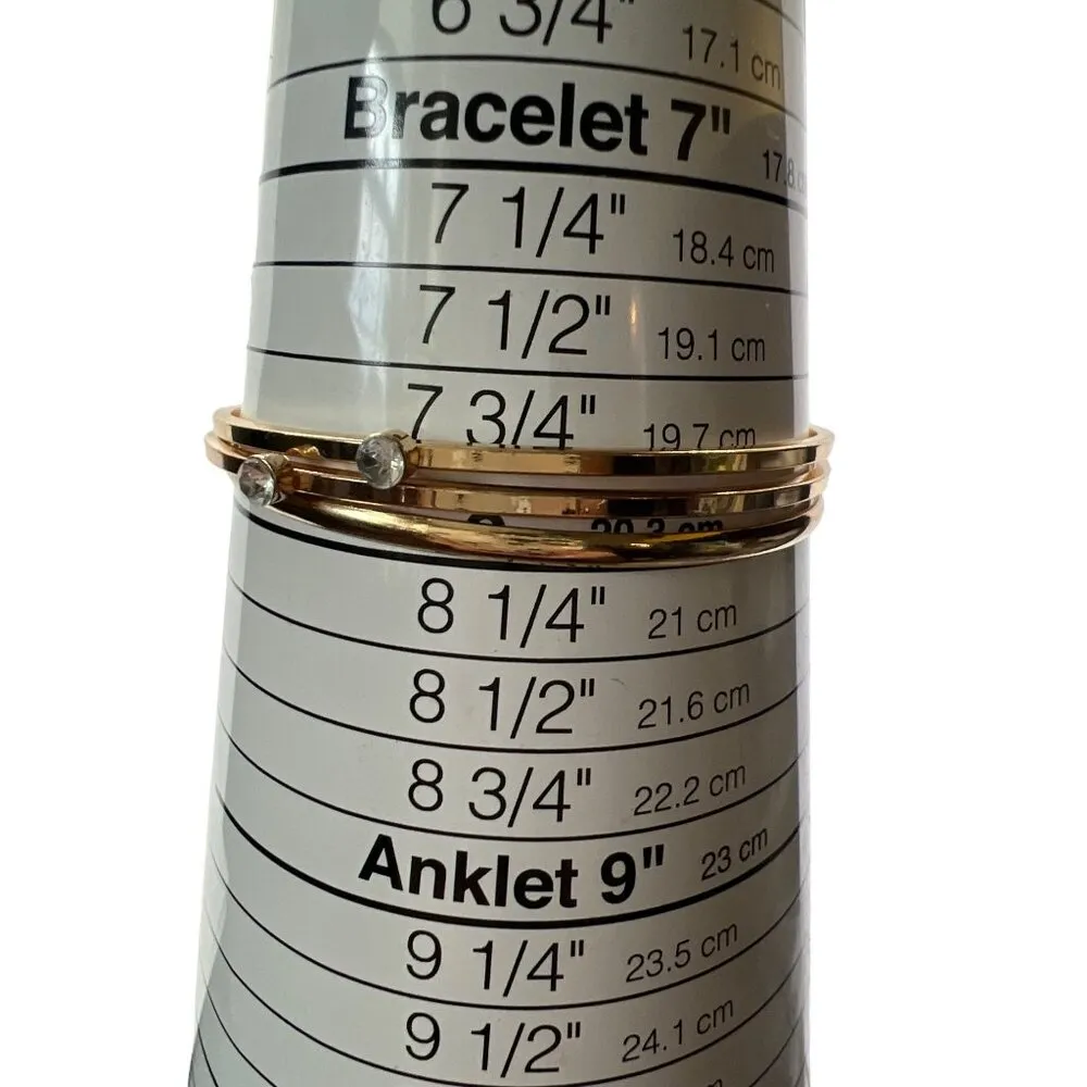 Set Of 5 Gold Tone Bangles Charms Evil Eye Tassel Rhinestones Size 8 NWOT - Image 4