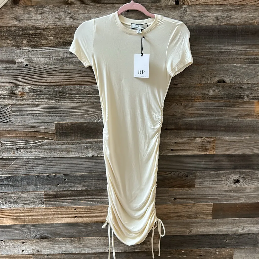Rachel Parcell Ruched Tee Bodycon Mini Dress in Ivory Size XS NWT - Image 5