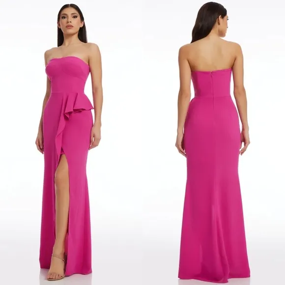 NWT Dress The Population Kai Sweetheart Neckline Strapless Gown Fuchsia - Image 2