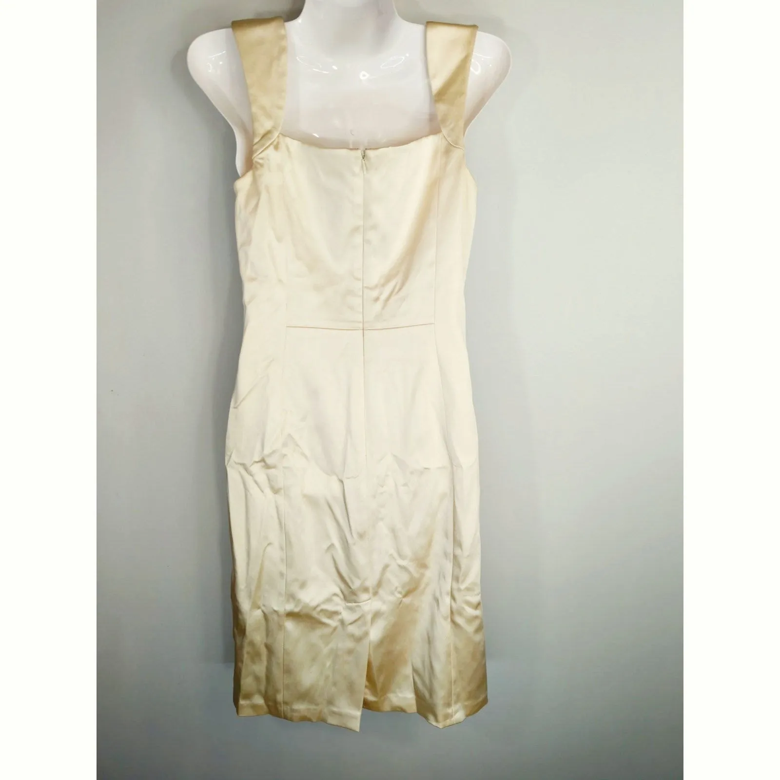 Jax Cream Satin Midi Cocktail Dress‎ Women's Size 4 Party Elegant Formal - Image 4