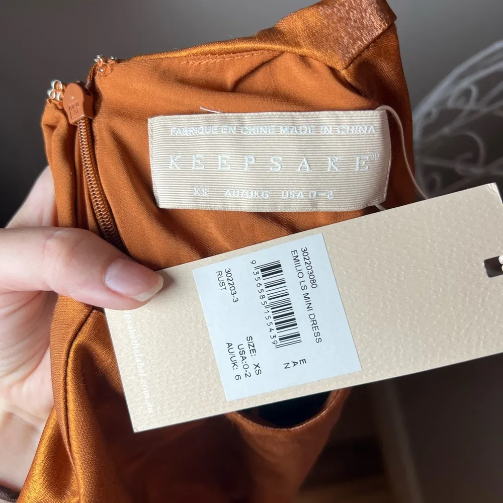 Keepsake The Label NEW Emilio Long Sleeve Mini Dress Size XS Rust Orange Hoco - Image 7