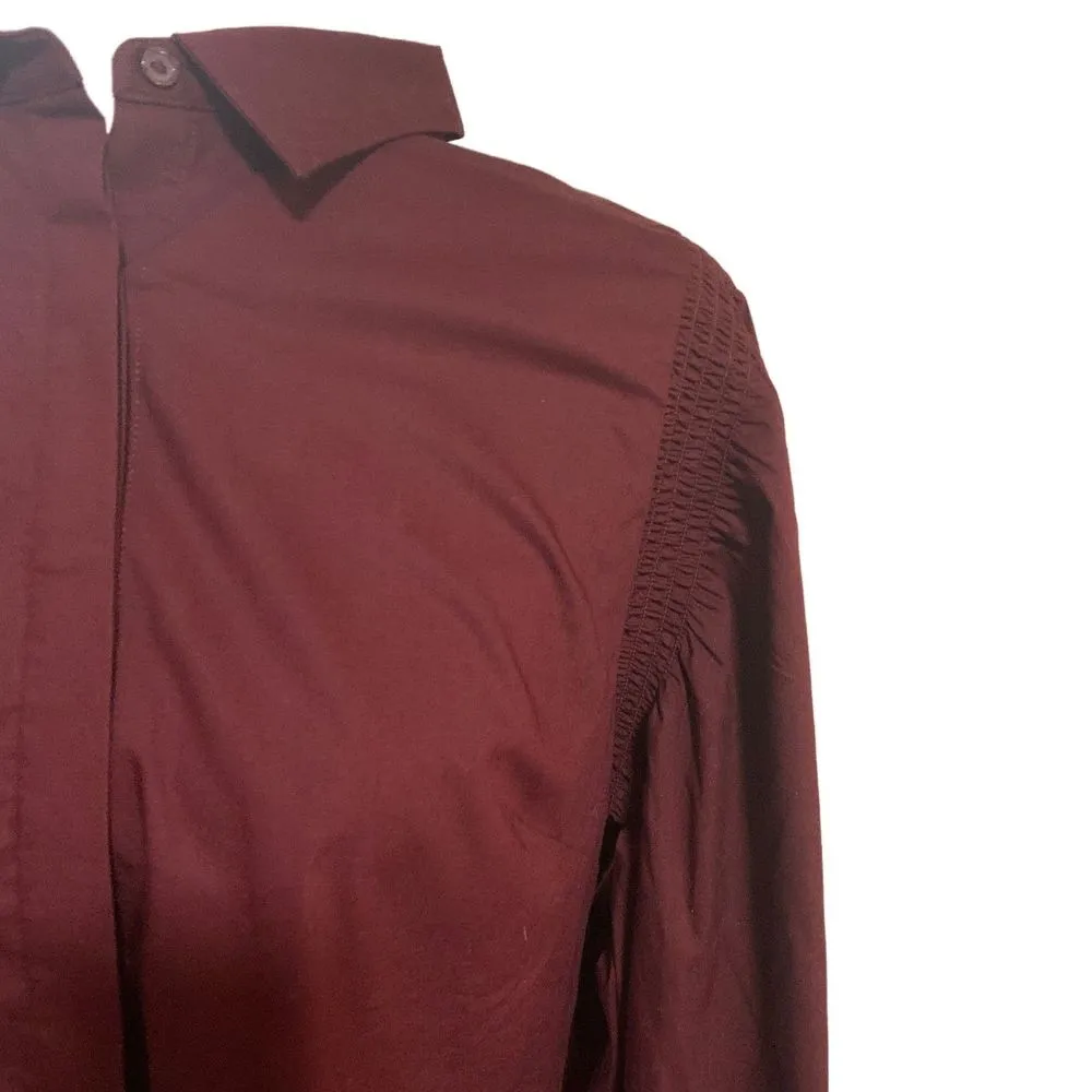 Worthington | NWT Maroon Balloon Sleeve Button Down Blouse Size Medium - Image 5