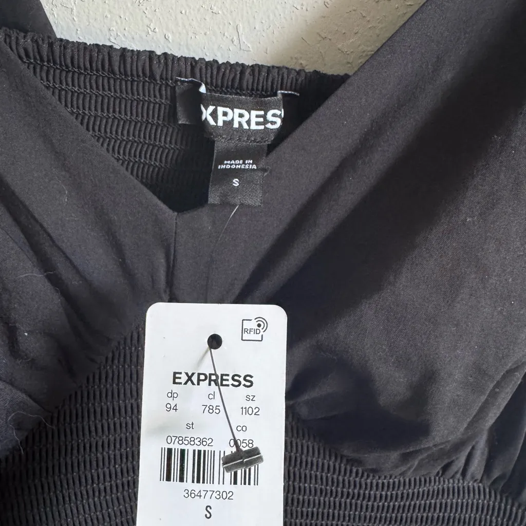 NWT Express Black V-Neck Tiered A-Line Midi Sundress Womens S Whimsigoth - Image 3