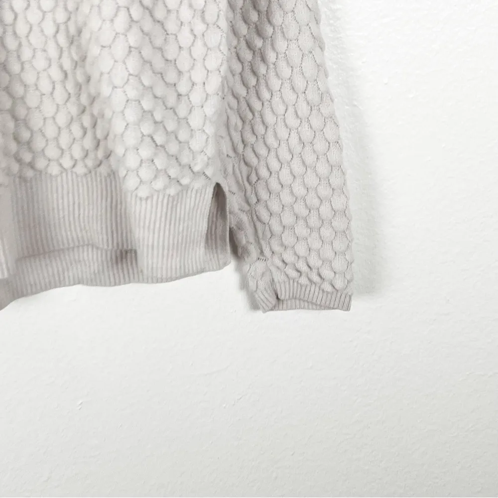 FRENCH CONNECTION Off White Wool Blend Mesh Sleeves Textured Sweater, Size Small - Image 7