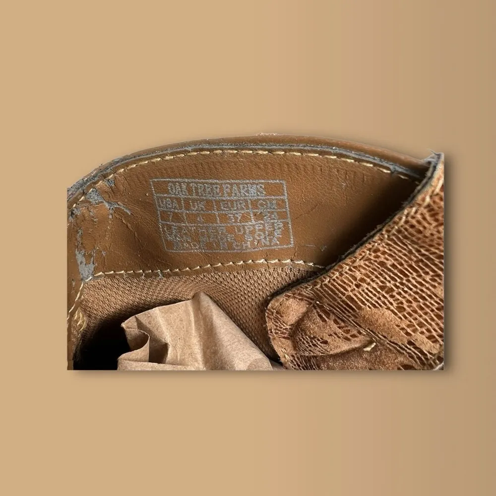 OAK TREE FARMS Carmel/Tan Distressed Leather/Suede Western Boots. Sz.7 Tan - Image 9