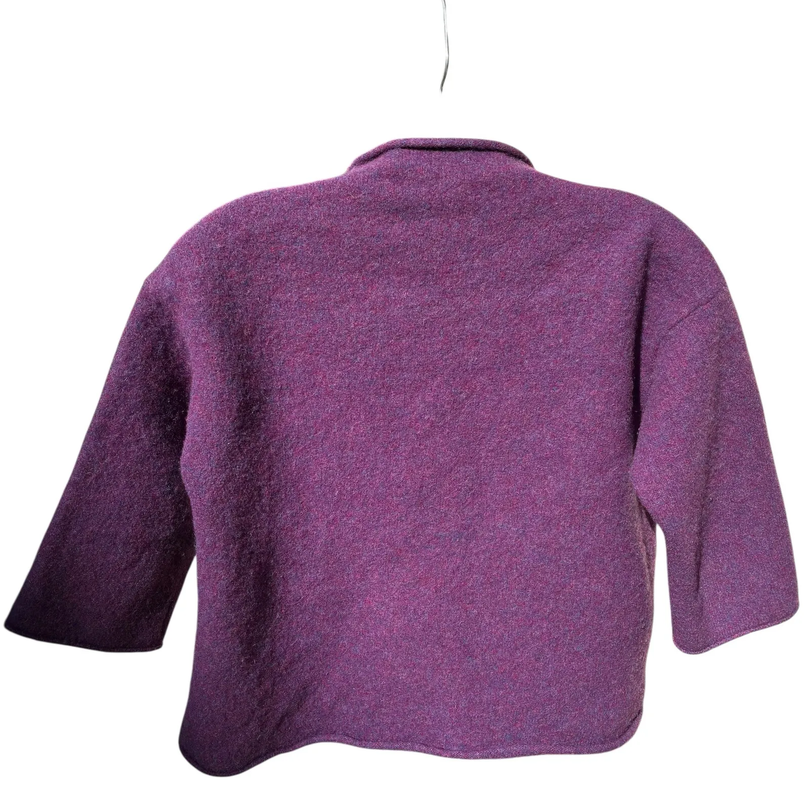 Eileen Fisher Cardigan Knit Sweater Blazer Wool Cashmere Purple Womens Sz Small - Image 2