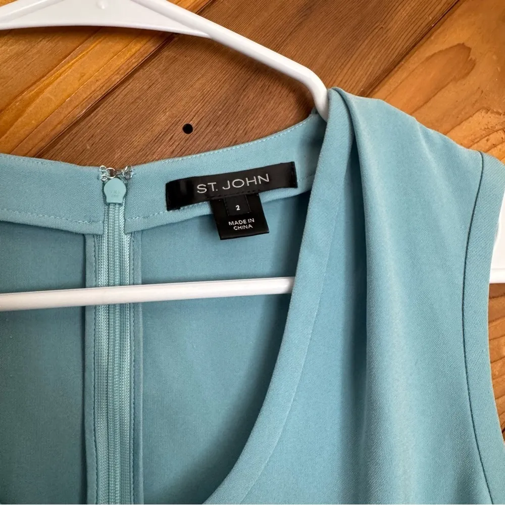 St. John Light Blue Sleeveless Top Size 2 - Image 2
