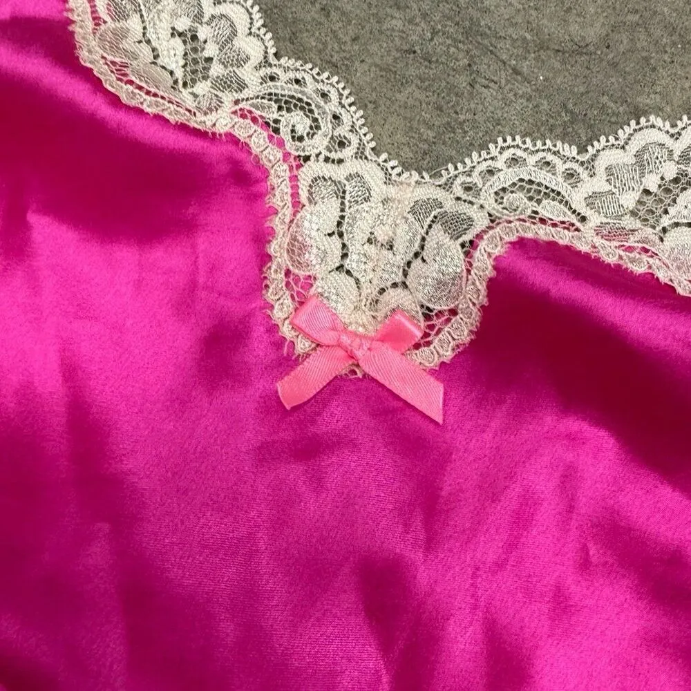 Vintage y2k Victoria’s Secret Hot pink Fuschia lace coquette slip - Image 3