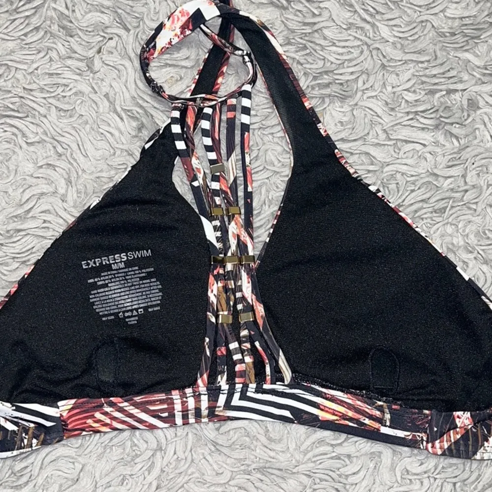Express Bikini Top Swim Black Abstract Geometric Swimsuit XS New - Image 4