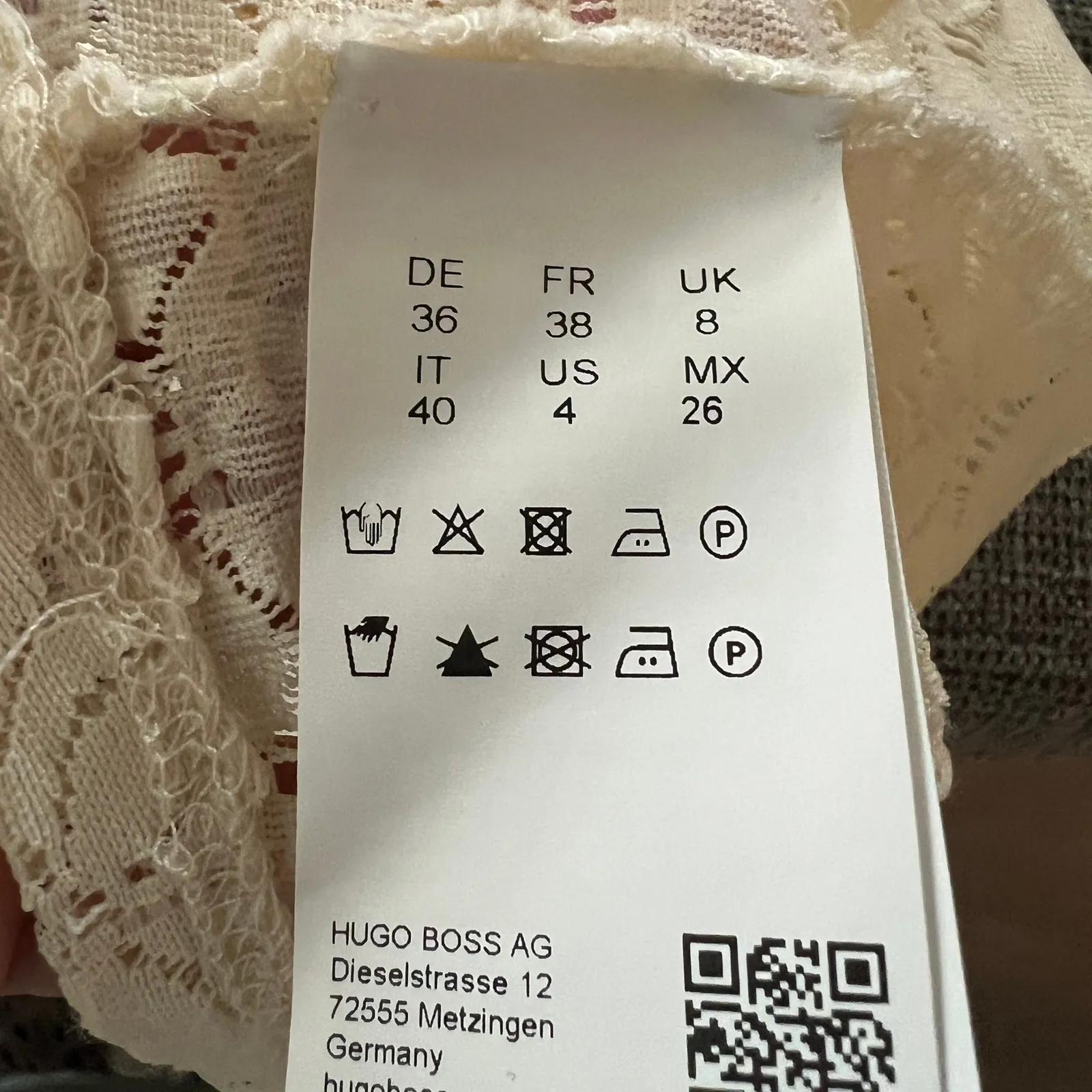 BOSS Sheer Ivory Cream Floral Lace Blouse Zipper Detail Sz 8 Boho Cottage Retro Gold - Image 6