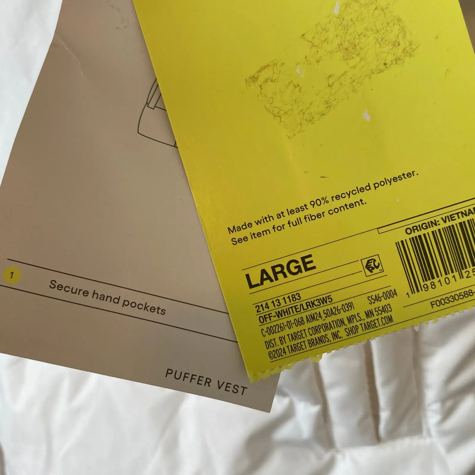 NEW ALL IN MOTION Women's Puffer Vest White Large Zip Front & Snap Closure - Image 6