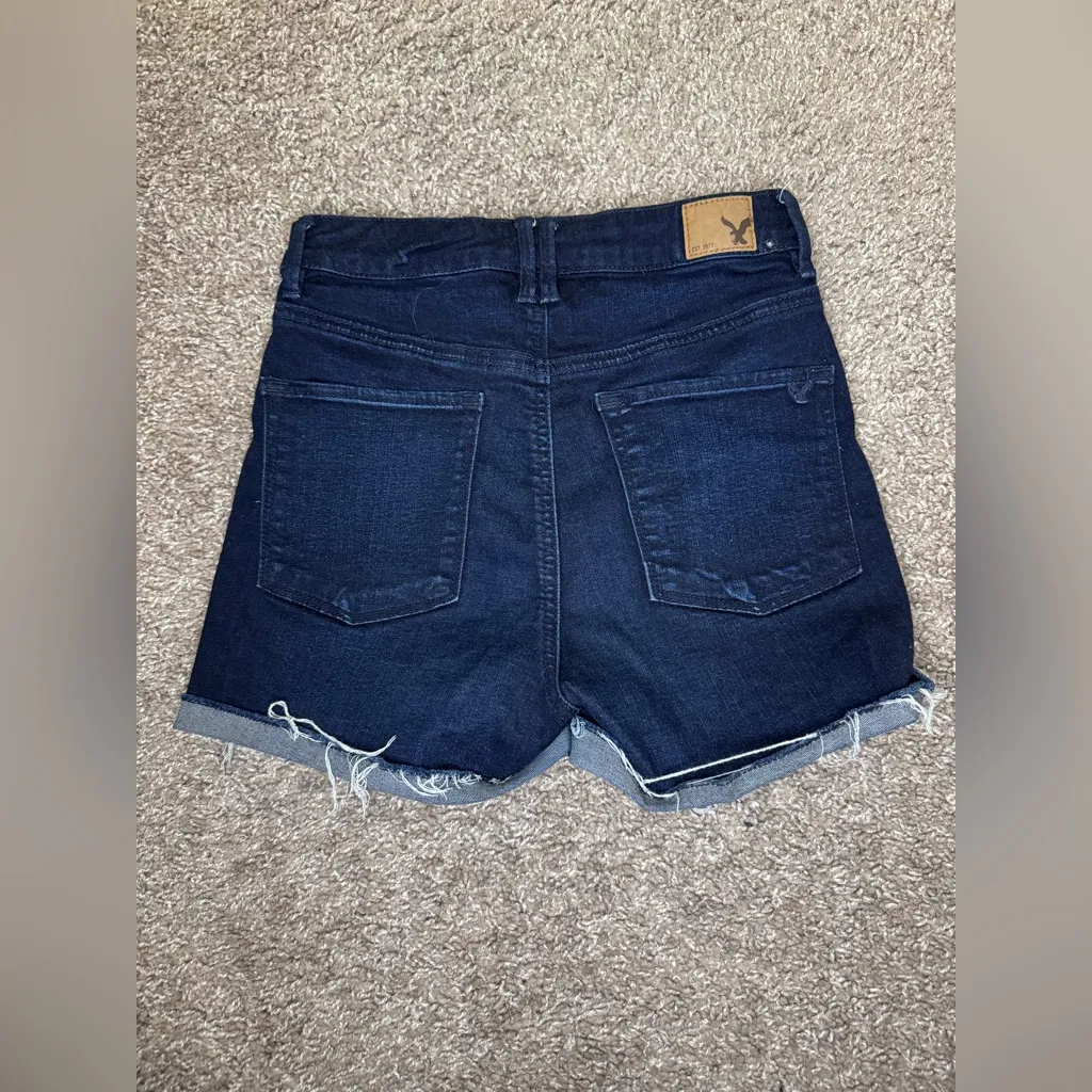 American Eagle Outfitters Dark Blue Super Stretch Jean Shorts - Image 8