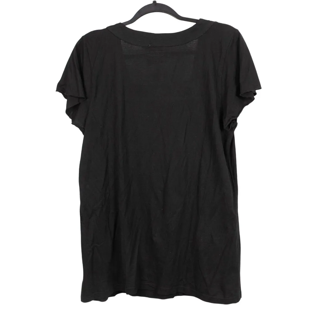 Peasant Blouse Y2K XL Womens Square Neck Black Embroidered Long Tunic Cotton SS - Image 6