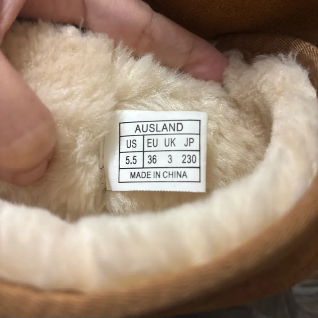 Ausland Women's Snow Boots Sz 5.5 US Brown Fur Lined Winter Slip On High Tall Tan - Image 8