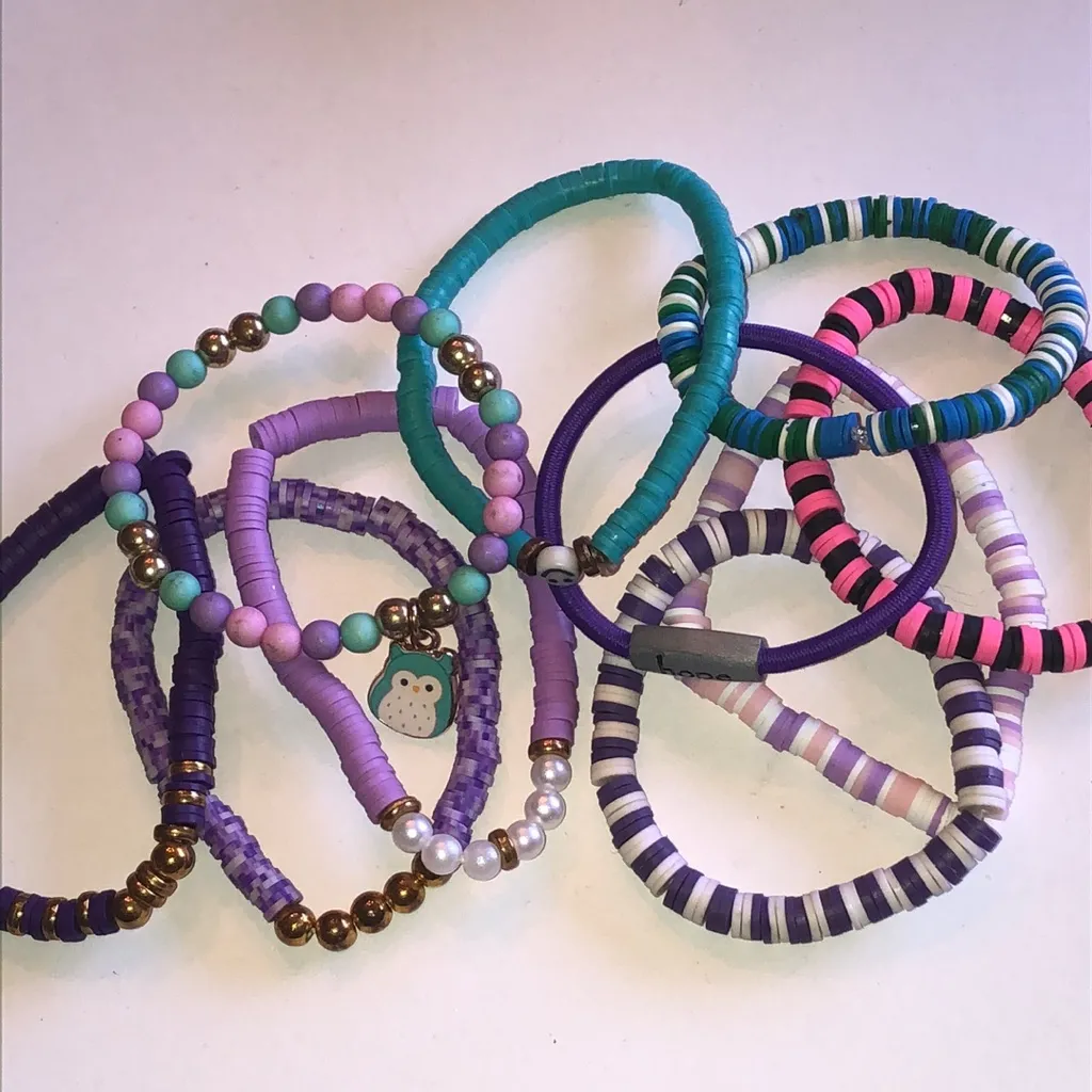 Colorful Boho Beaded Bracelet Set Purple - Image 6