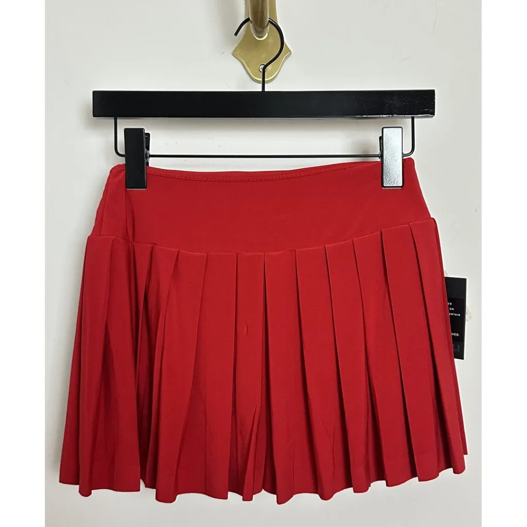 NORMA KAMALI Pleated Pickleball Skirt in Tiger Red Size X-Small NWT - Image 3