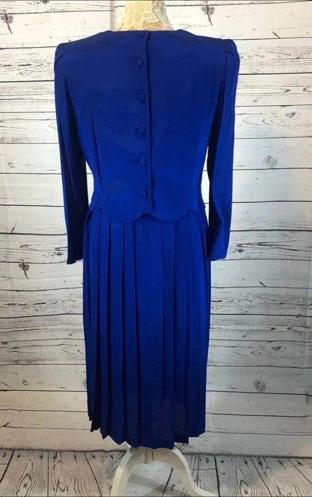 Karin Stevens VINTAGE 90's Blue Embroidered  Dress - Image 3