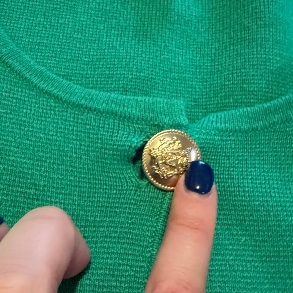 J. Crew Summer Green Cotton Merino Wool Giselle Sweater Blazer Sz L - Image 3