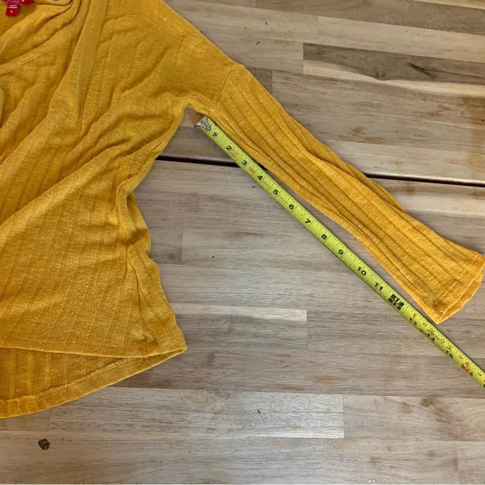Guess Mustard Yellow Tie Front Long Sleeve Tee S - Image 7