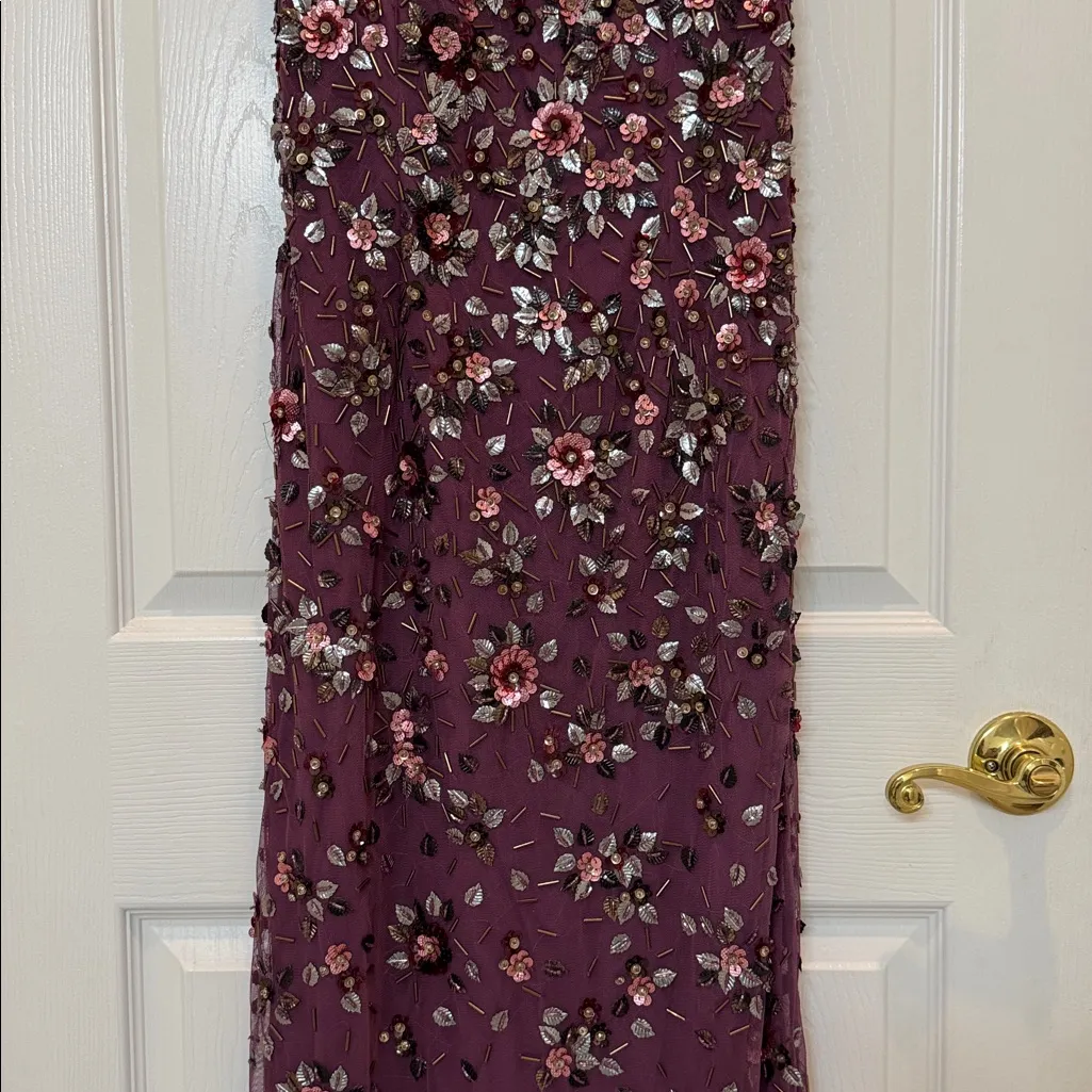 NWT Mac Duggal 5477 Pink Floral Embellished Scoop Neck Evening Gown Size 6 - Image 7