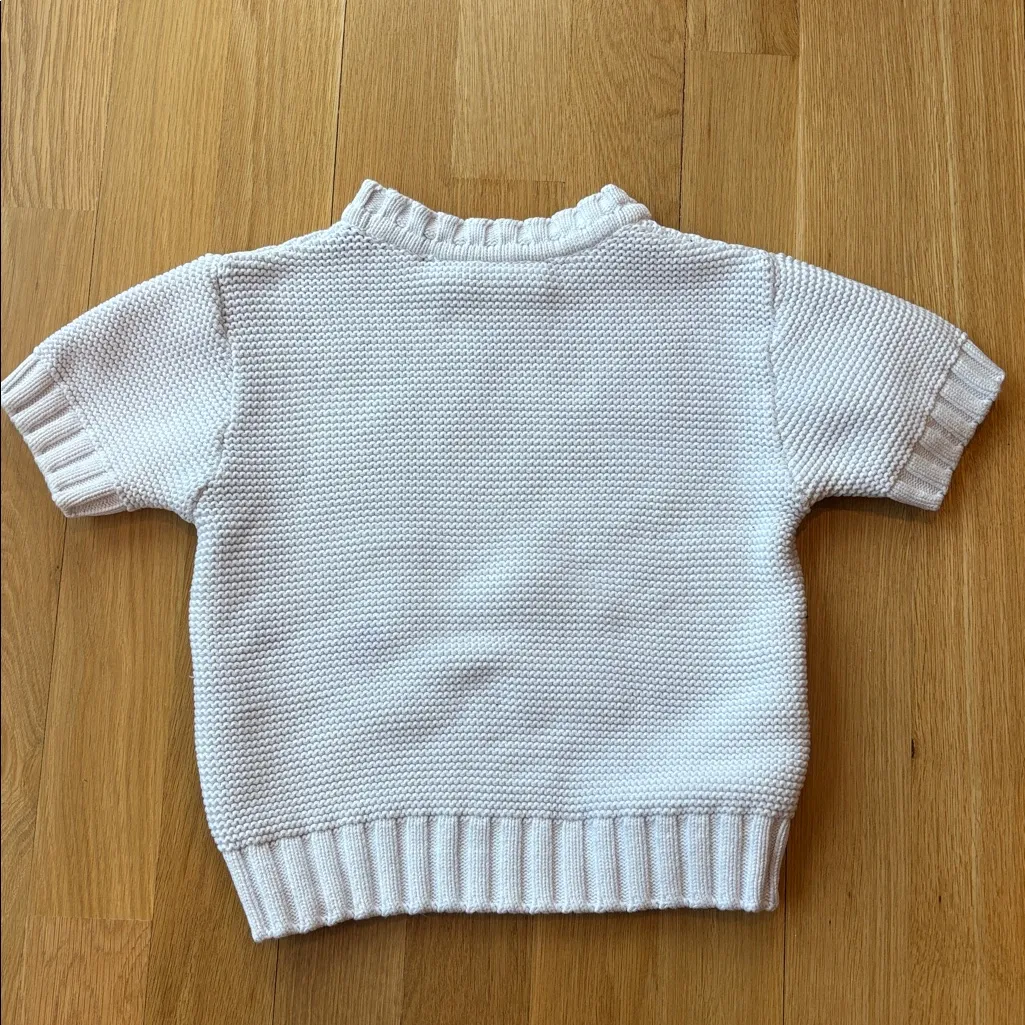 Vtg Liz Claiborne Sweater Short Sleeve Star Cotton Knit White Size Small - Image 3