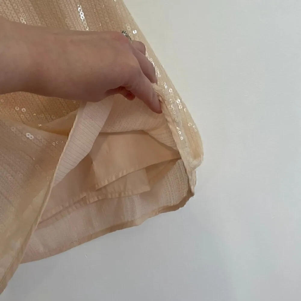 RO&DE ANTHROPOLOGIE Cream Beige Sequin Overlay Sleeveless Cutout Back Tank Top M - Image 8