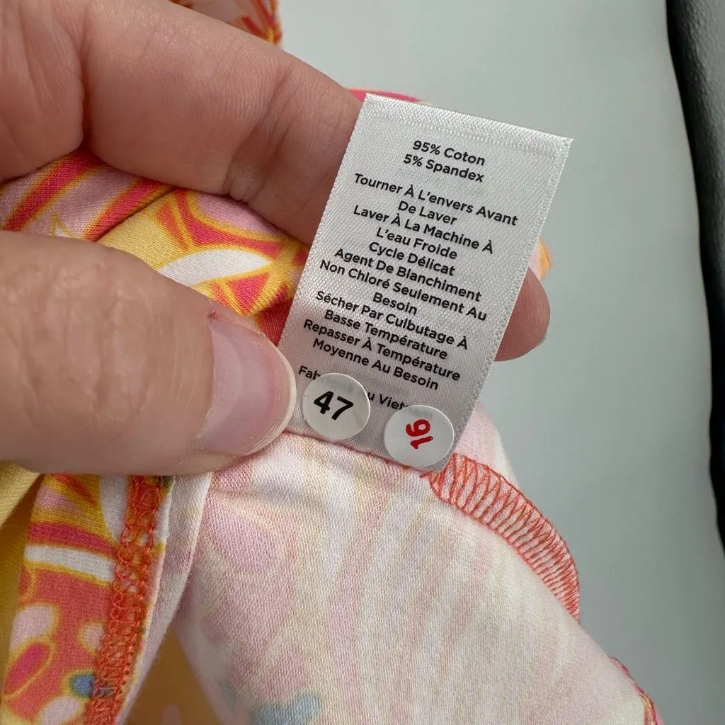 Talbots Tee 3/4 Sleeve Boat Neck Shirt Knit‎ Stretch Floral Orange Size 2X - Image 6