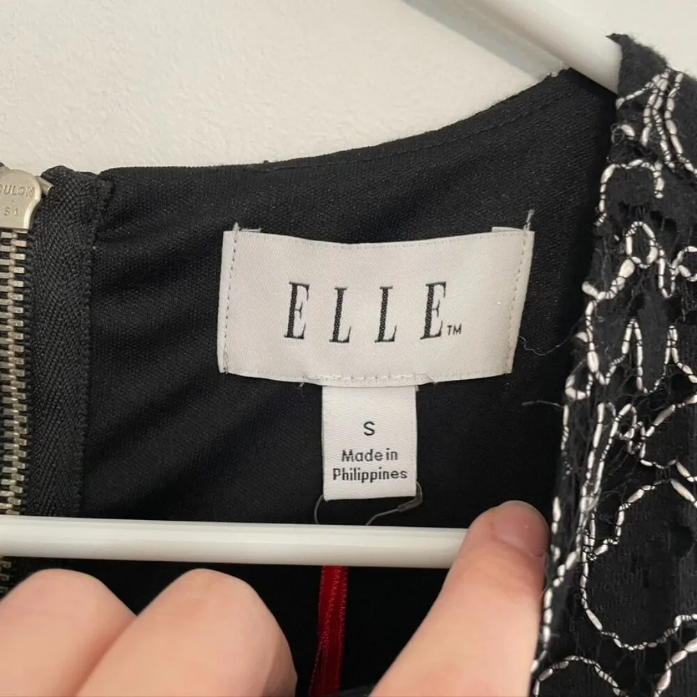 NEW NWT ELLE Black Floral Lace Silver Metallic Sleeveless Scalloped Tank Blouse - Image 4