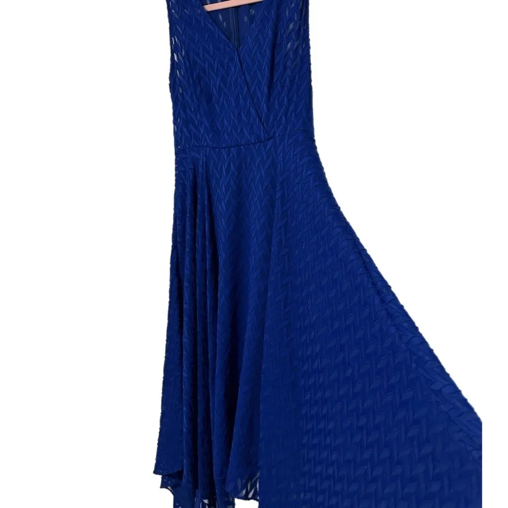 Shoshanna Emmy Designer Dress V-Neck Sleeveless Cobalt Blue Midi Sz 4 MSRP $330 - Image 7