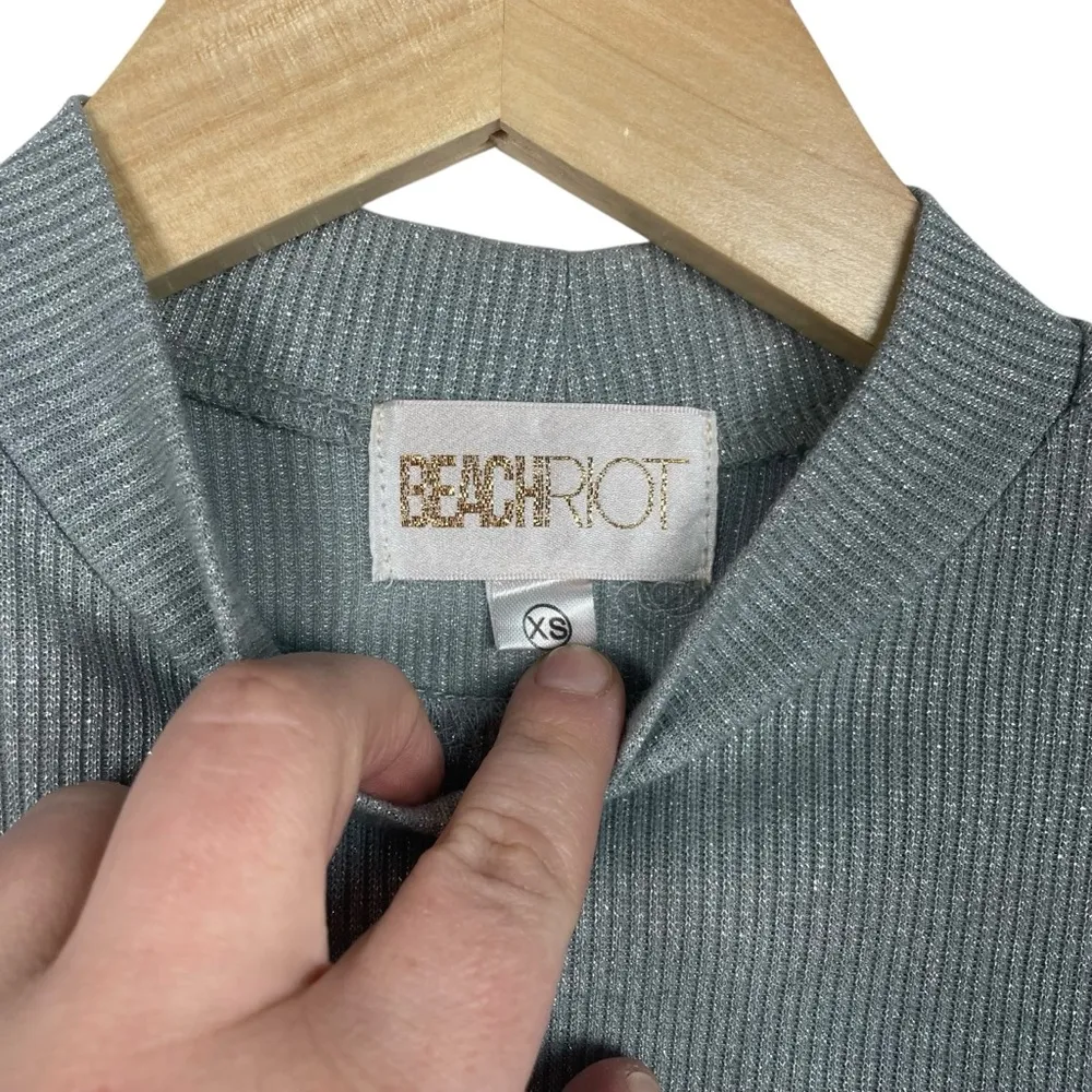 NWOT BeachRiot Women’s Metallic Cropped Lounge Sweater in Silver Size XS - Image 7